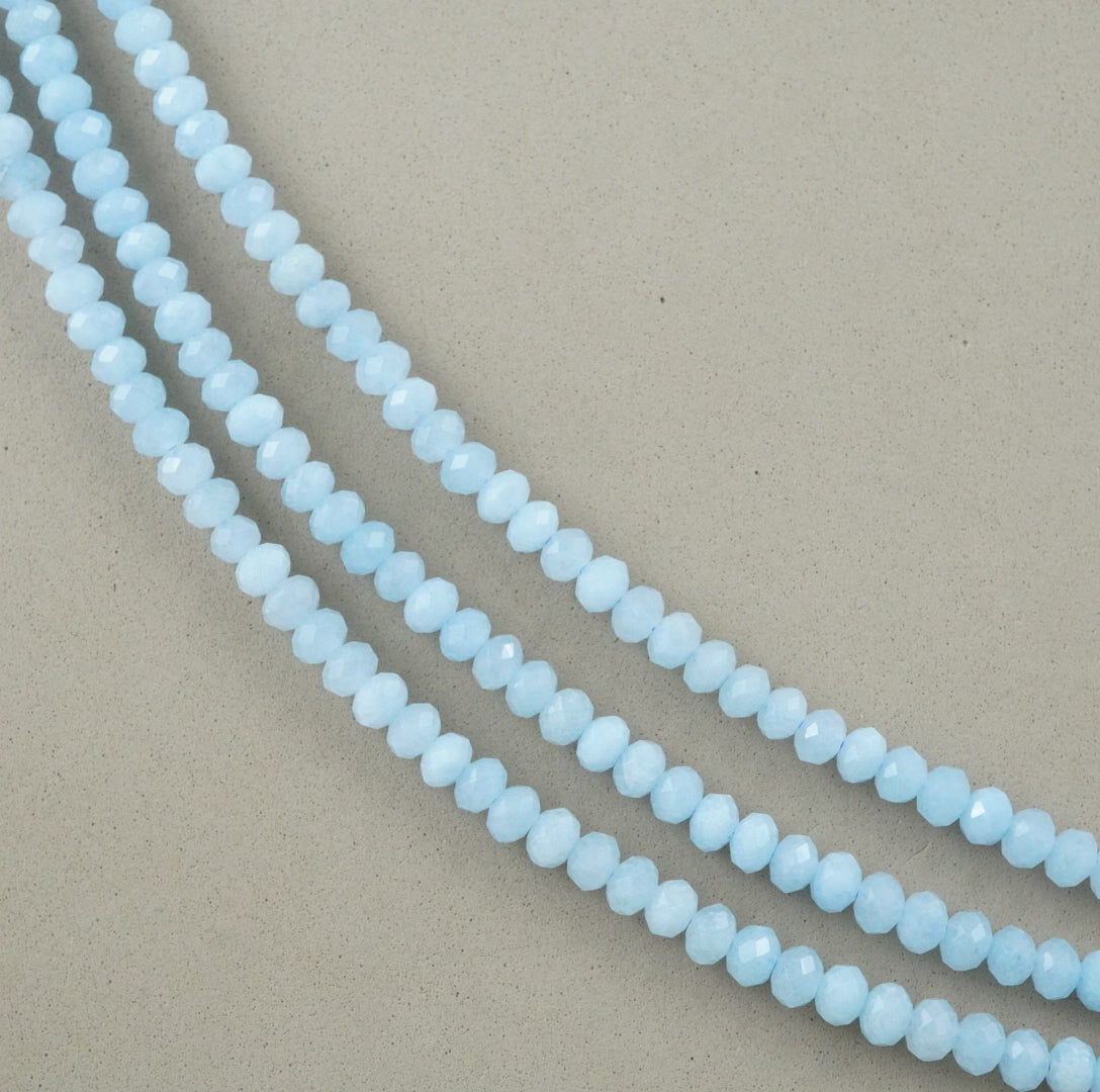 Aquamarine (Rondelle)(Faceted)(6x4mm)(15.5"Strand)