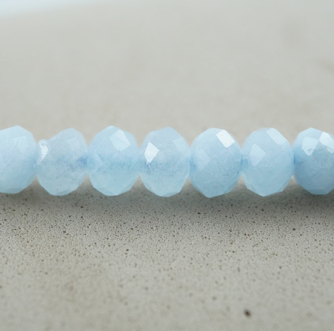 Aquamarine (Rondelle)(Faceted)(6x4mm)(15.5"Strand)