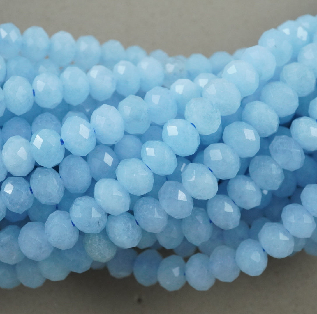 Aquamarine (Rondelle)(Faceted)(6x4mm)(15.5"Strand)