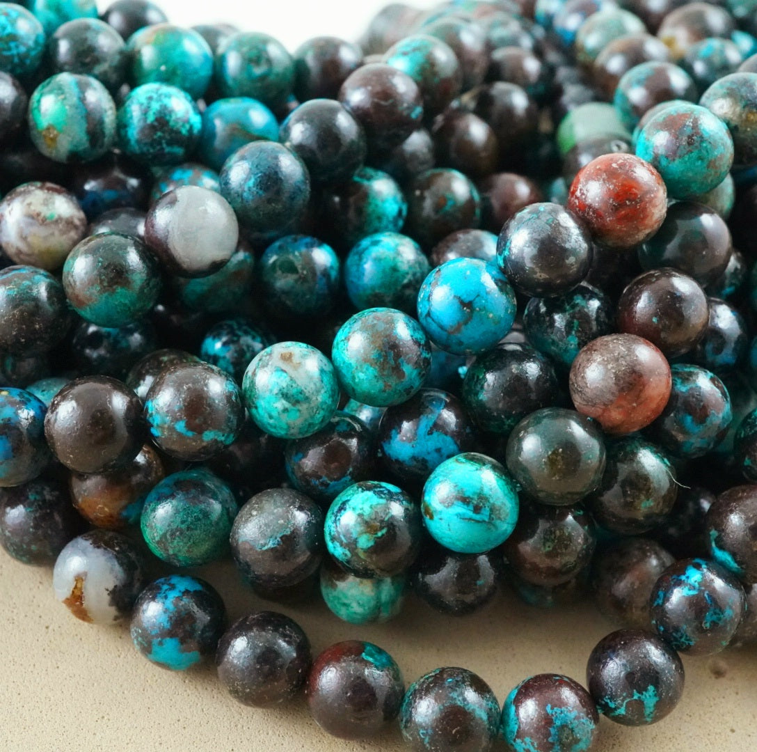 Shattuckite (Round)(Smooth)(6mm)(8mm)(16"Strand)