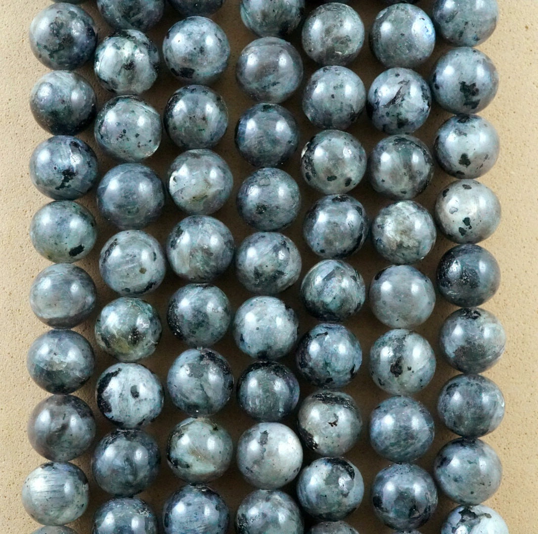 Larvikite (Round)(Smooth)(4mm)(6mm)(8mm)(10mm)(16"Strand)