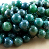 Moss Agate (Round)(Smooth)(4mm)(6mm)(8mm)(10mm)(12mm)(16"Strand)