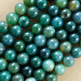 Moss Agate (Round)(Smooth)(4mm)(6mm)(8mm)(10mm)(12mm)(16"Strand)