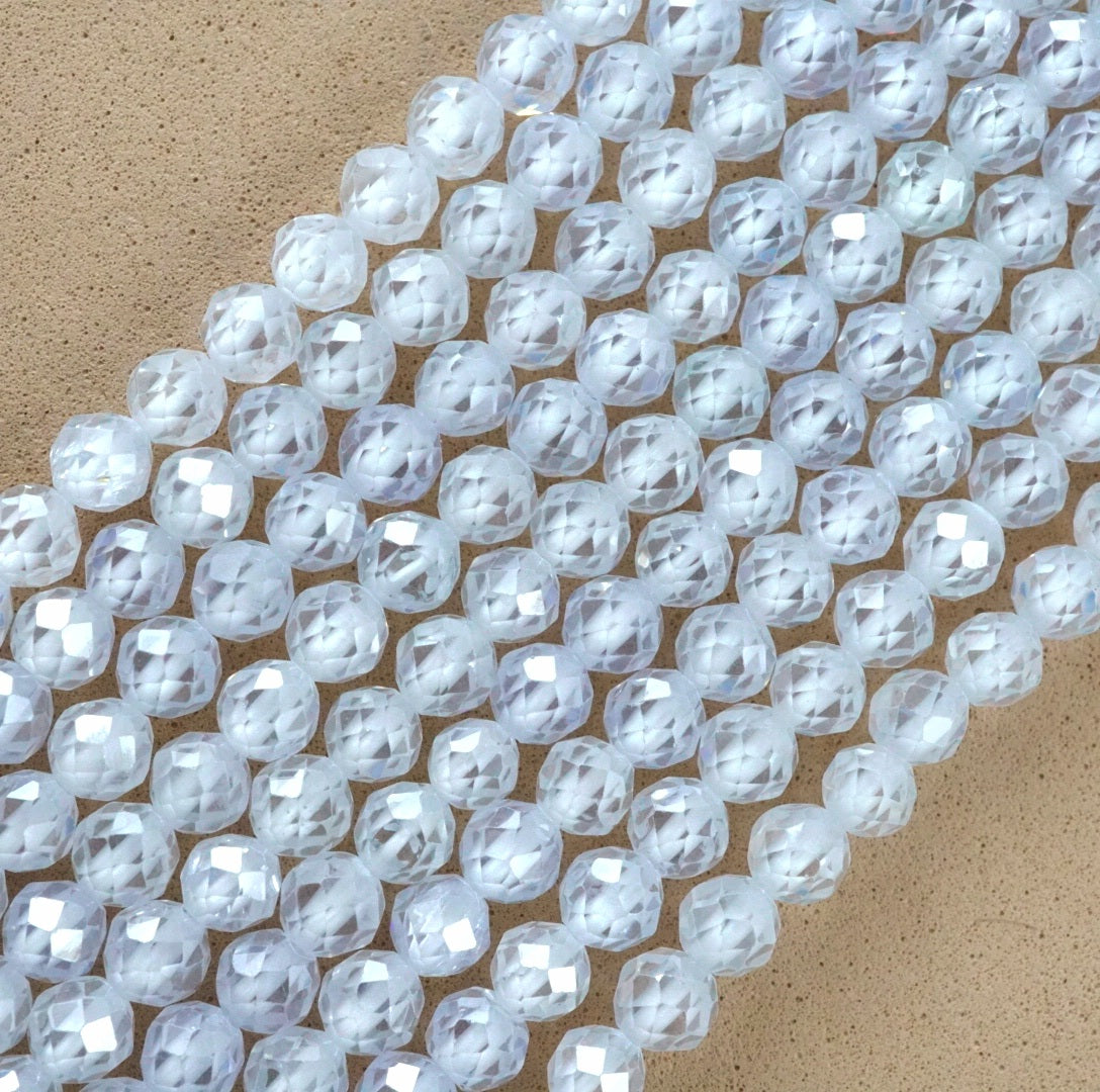 Cubic Zirconia (Round)(Micro)(Faceted)(Clear)(2mm)(4mm)(16"Strand)