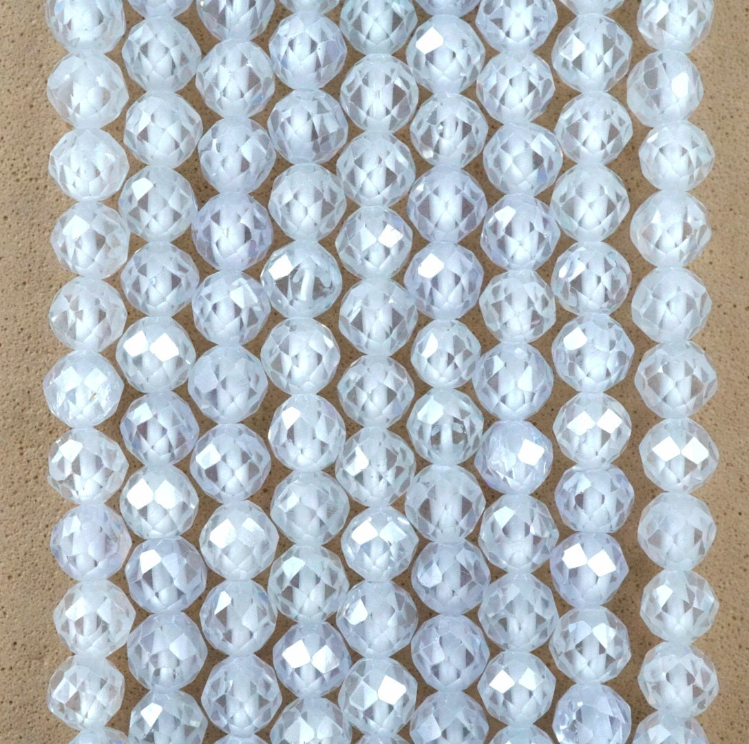 Cubic Zirconia (Round)(Micro)(Faceted)(Clear)(2mm)(4mm)(16"Strand)