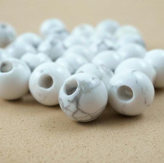 Howlite (Large Hole)(Round)(Smooth)(8mm)(10mm)(8"Strand)