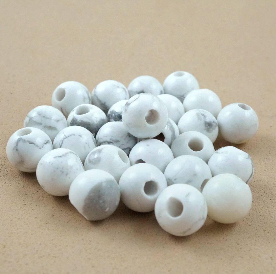 Howlite (Large Hole)(Round)(Smooth)(8mm)(10mm)(8"Strand)