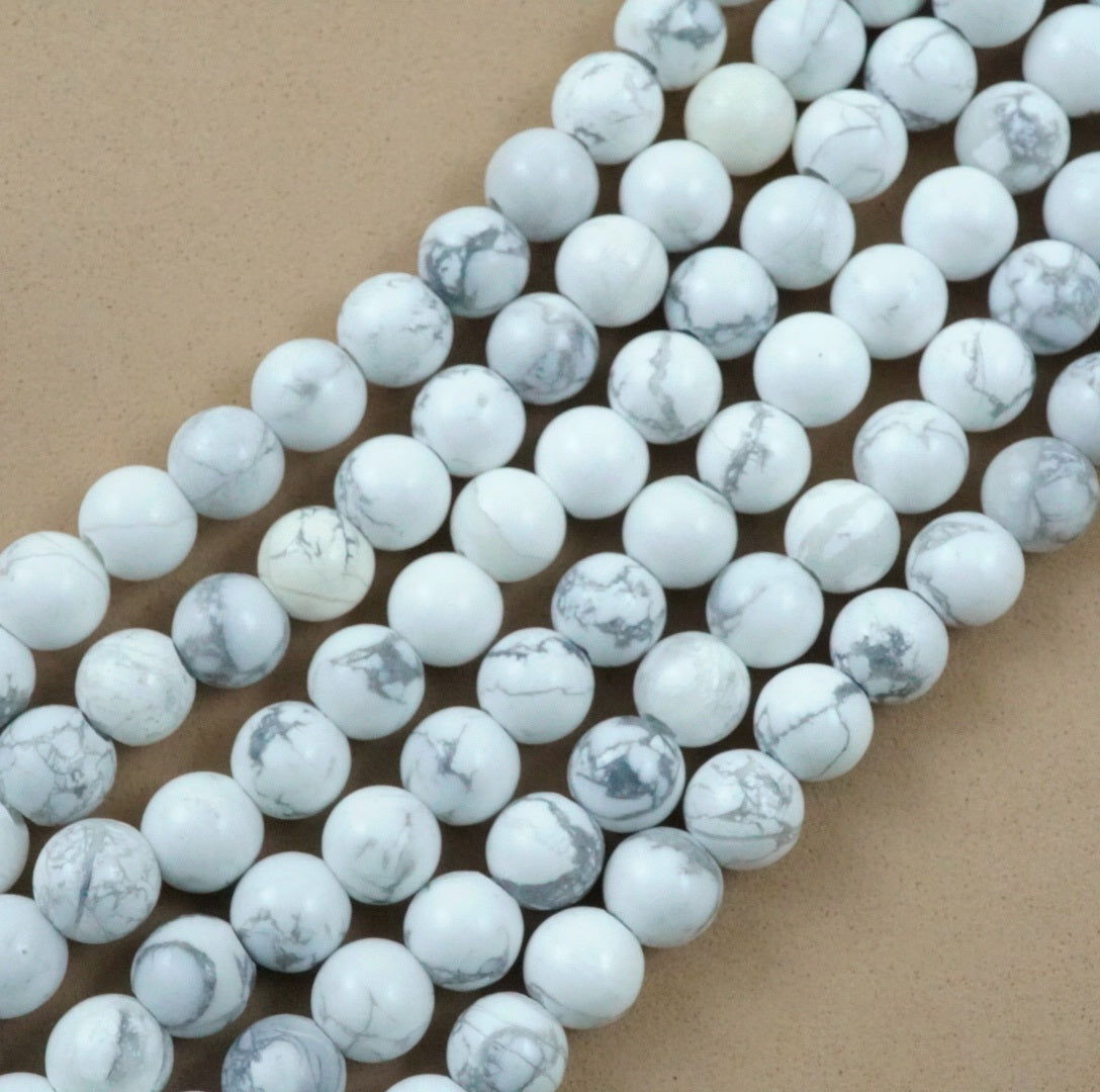 Howlite (Large Hole)(Round)(Smooth)(8mm)(10mm)(8"Strand)