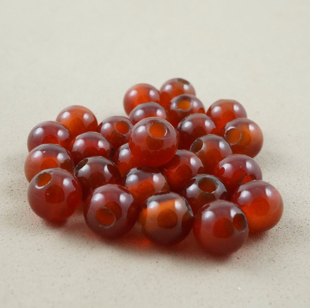 Carnelian (Large Hole)(Round)(Smooth)(8mm)(10mm)(8"Strand)