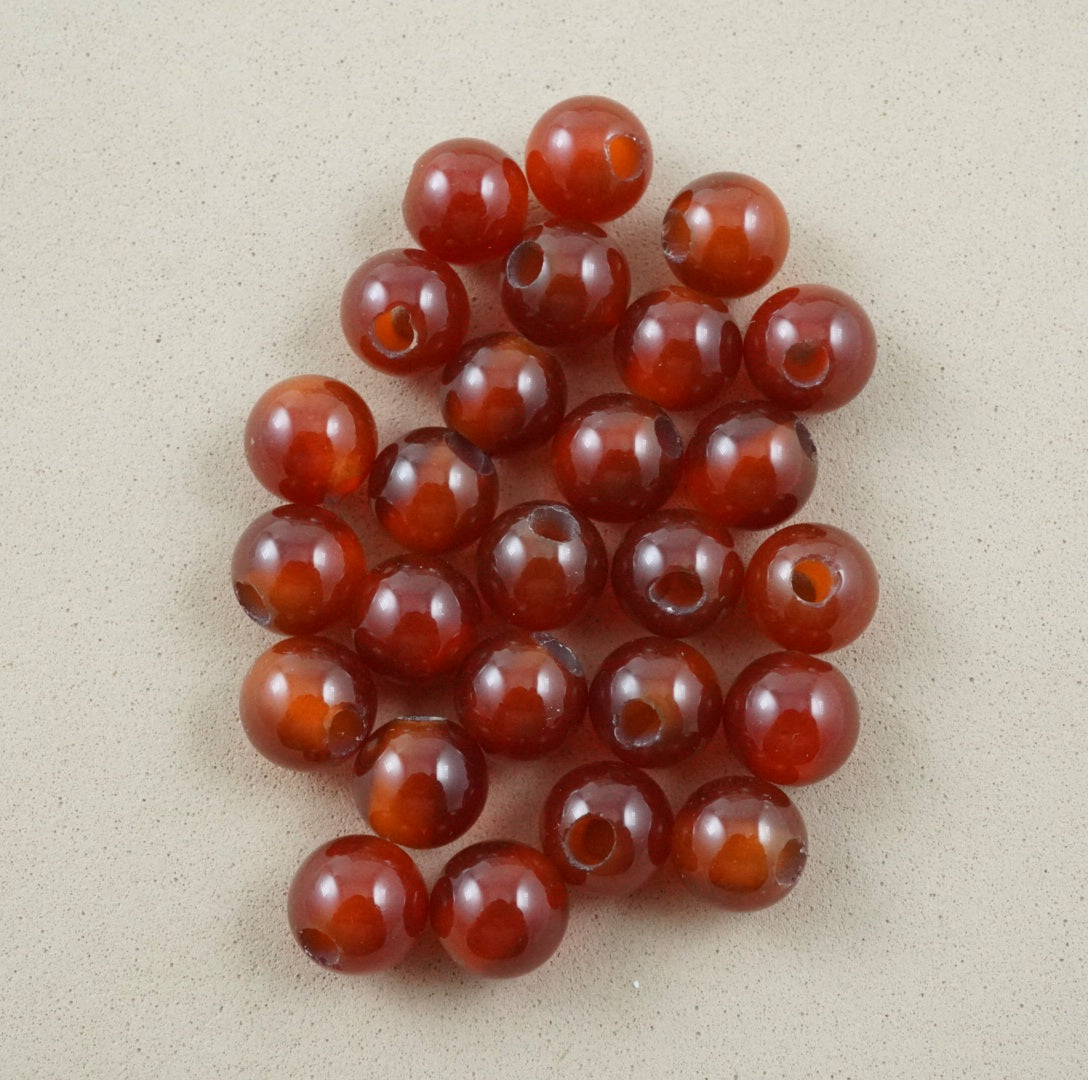 Carnelian (Large Hole)(Round)(Smooth)(8mm)(10mm)(8"Strand)