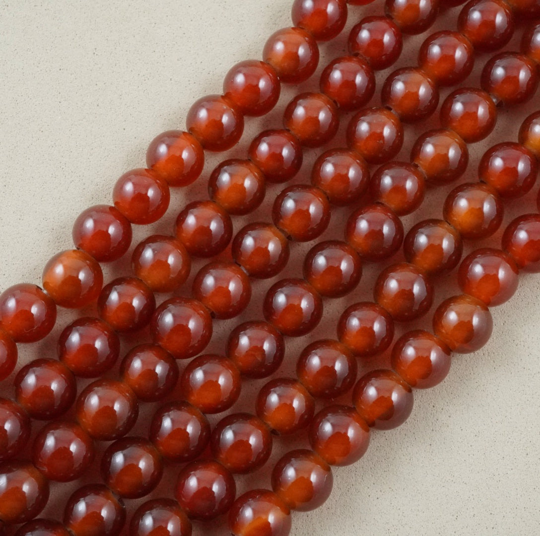 Carnelian (Large Hole)(Round)(Smooth)(8mm)(10mm)(8"Strand)