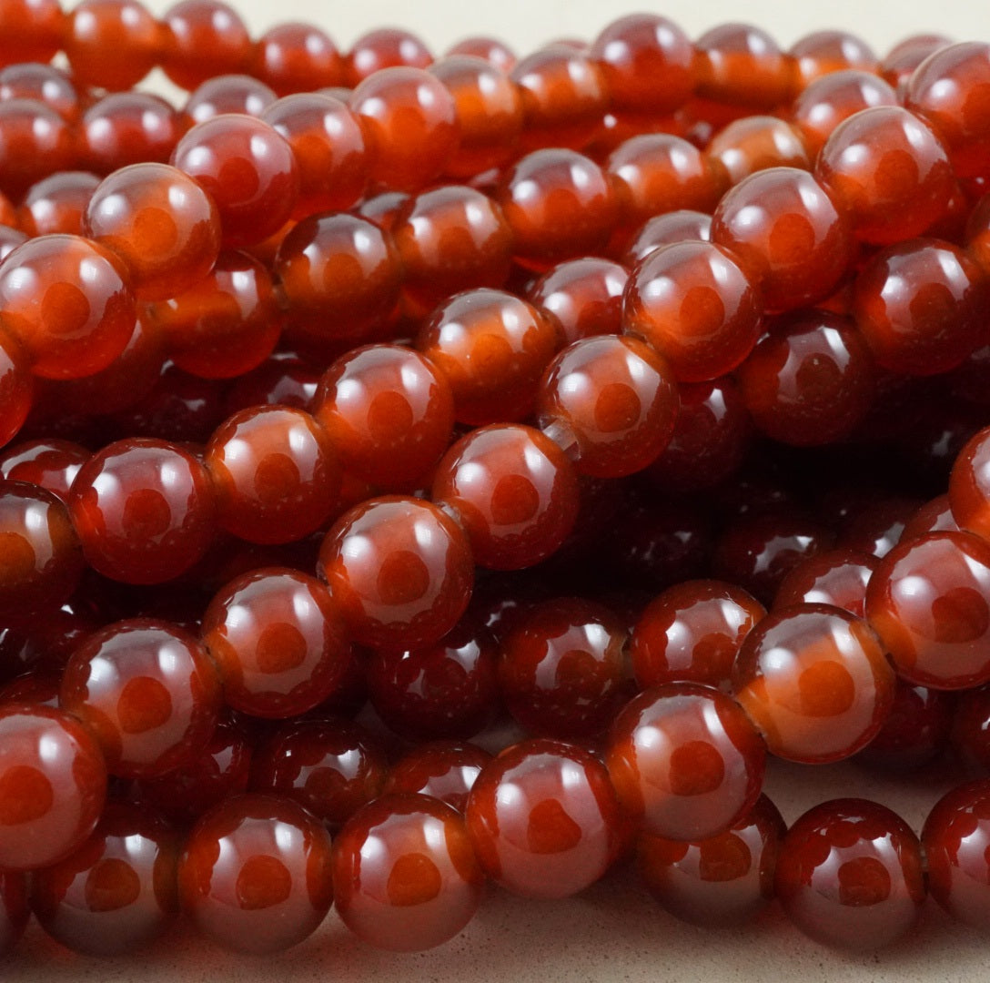 Carnelian (Large Hole)(Round)(Smooth)(8mm)(10mm)(8"Strand)