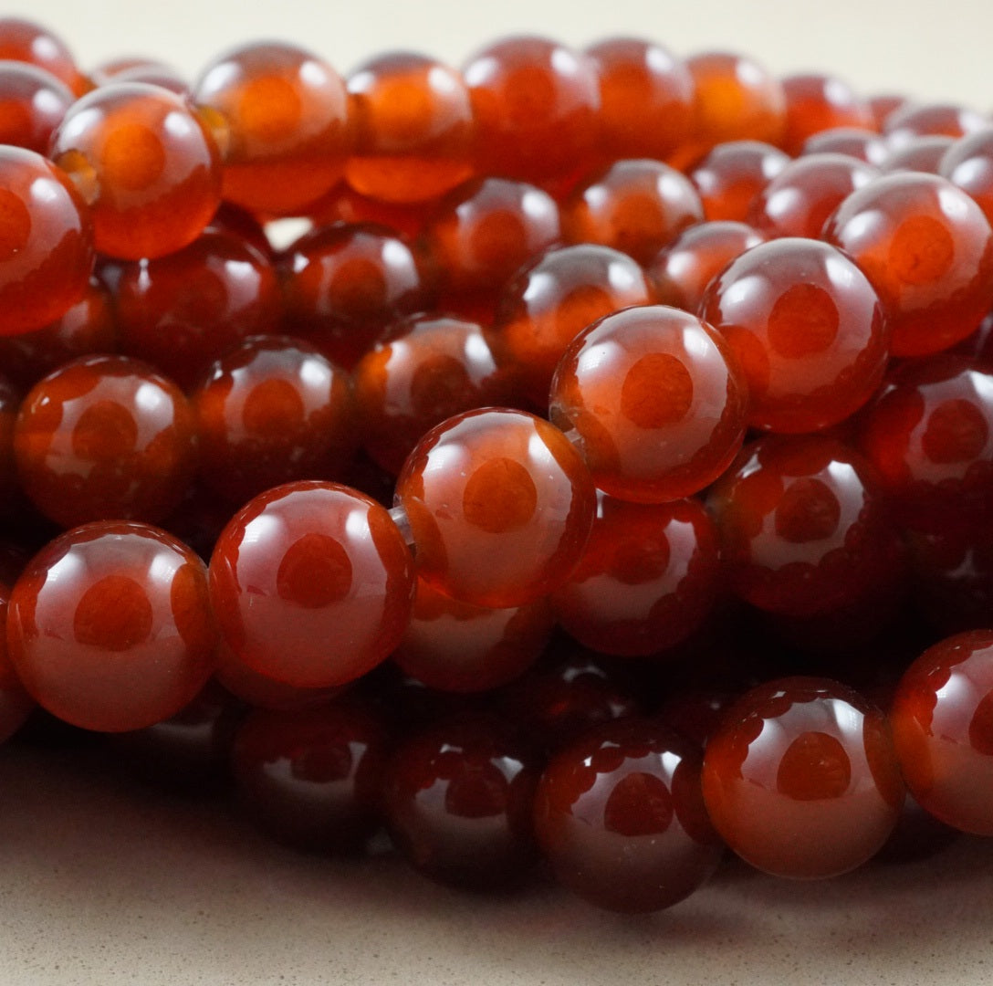 Carnelian (Large Hole)(Round)(Smooth)(8mm)(10mm)(8"Strand)