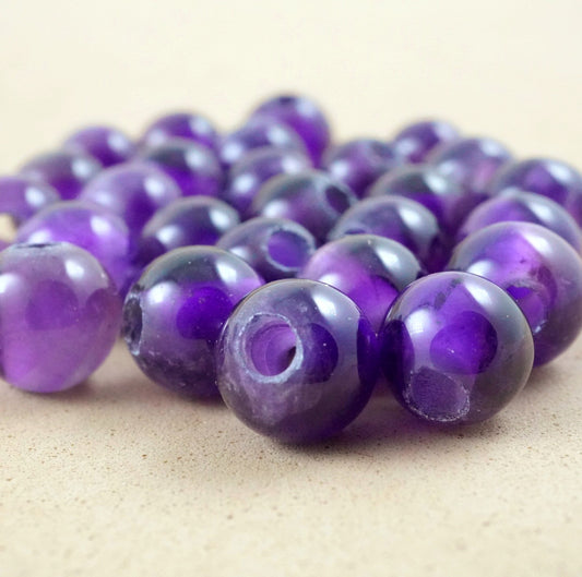 Amethyst (Large Hole)(Round)(Smooth)(8mm)(10mm)(8"Strand)