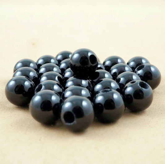 Black Onyx (Large Hole)(Round)(Smooth)(8mm)(10mm)(8"Strand)