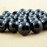 Black Onyx (Large Hole)(Round)(Smooth)(8mm)(10mm)(8"Strand)