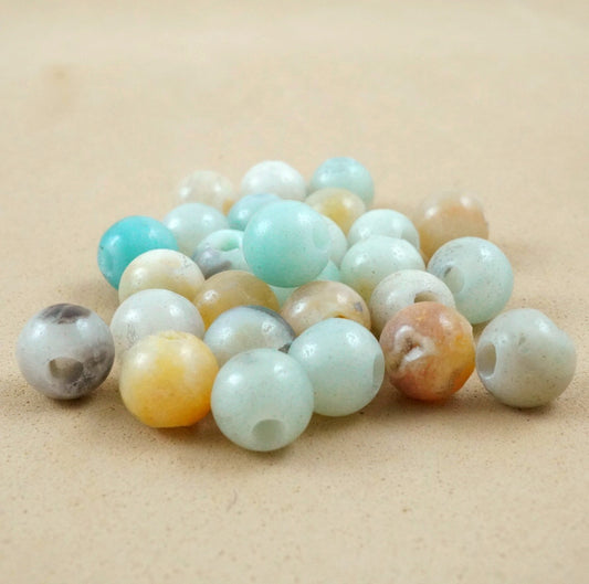 Black Gold Amazonite (Large Hole)(Round)(Smooth)(8mm)(10mm)(8"Strand)