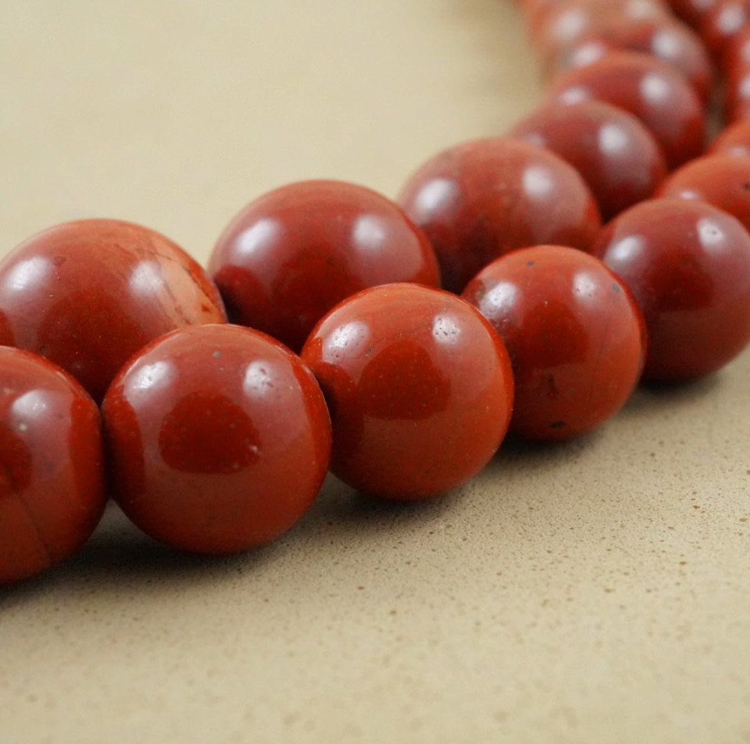 Red Jasper (Large Hole)(Round)(Smooth)(8mm)(10mm)(8"Strand)