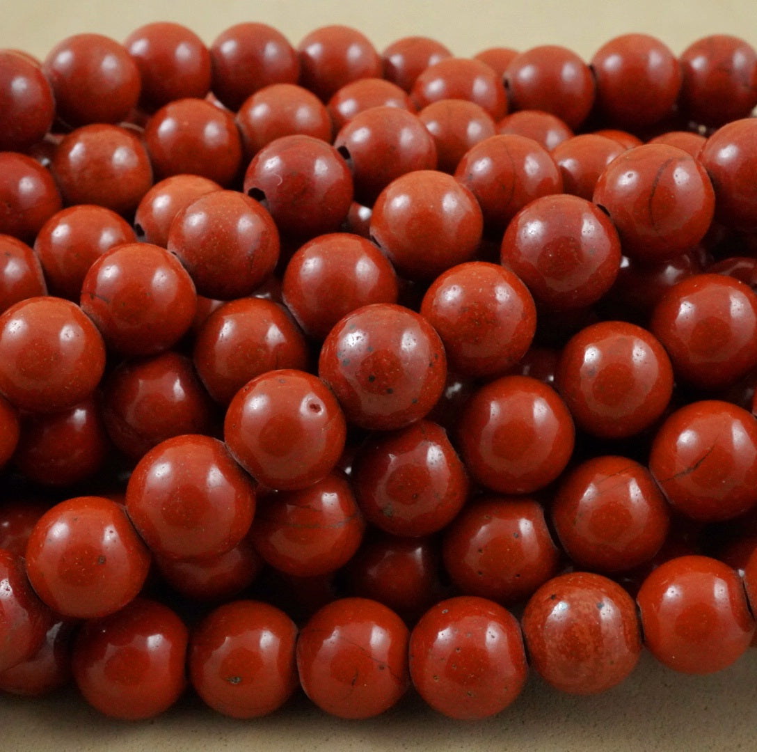 Red Jasper (Large Hole)(Round)(Smooth)(8mm)(10mm)(8"Strand)