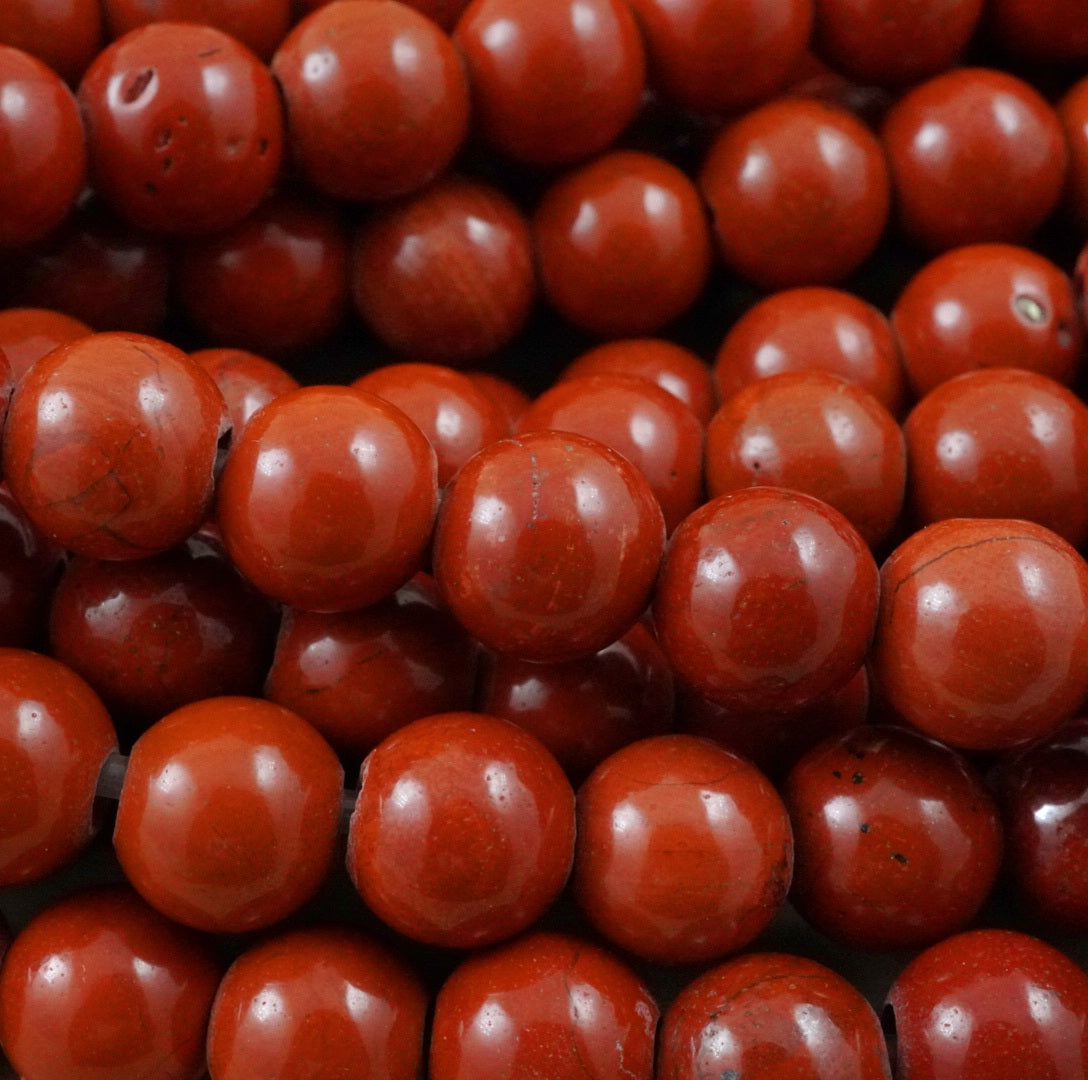 Red Jasper (Large Hole)(Round)(Smooth)(8mm)(10mm)(8"Strand)