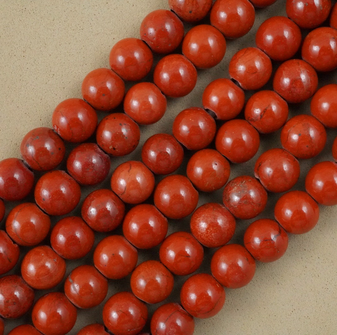 Red Jasper (Large Hole)(Round)(Smooth)(8mm)(10mm)(8"Strand)