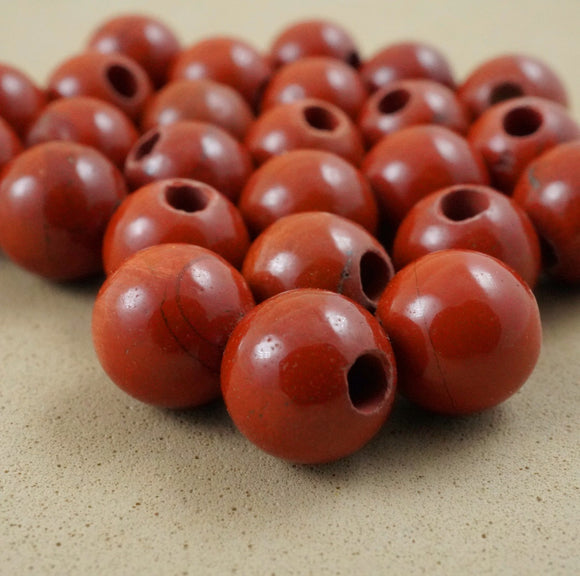Red Jasper (Large Hole)(Round)(Smooth)(8mm)(10mm)(8