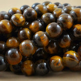 Tiger Eye (Large Hole)(Round)(Smooth)(8mm)(10mm)(8"Strand)