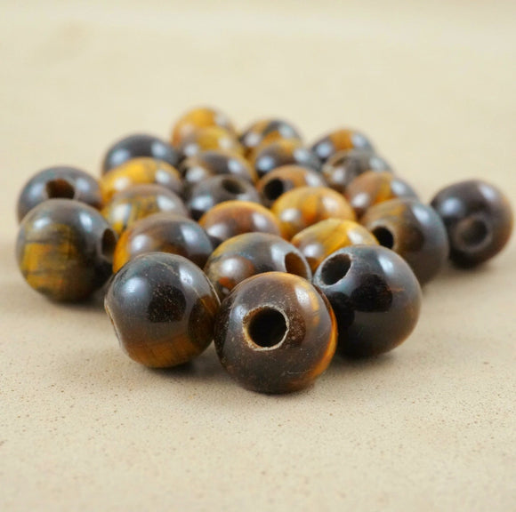 Tiger Eye (Large Hole)(Round)(Smooth)(8mm)(10mm)(8
