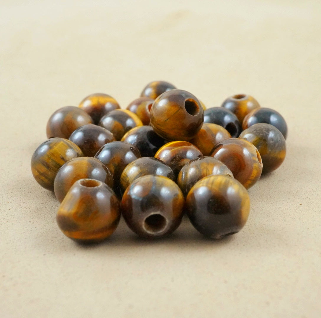 Tiger Eye (Large Hole)(Round)(Smooth)(8mm)(10mm)(8"Strand)