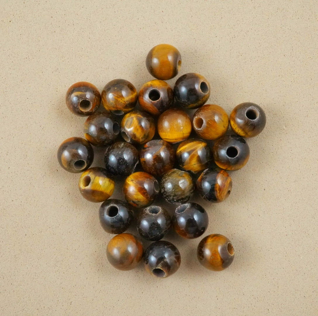 Tiger Eye (Large Hole)(Round)(Smooth)(8mm)(10mm)(8"Strand)