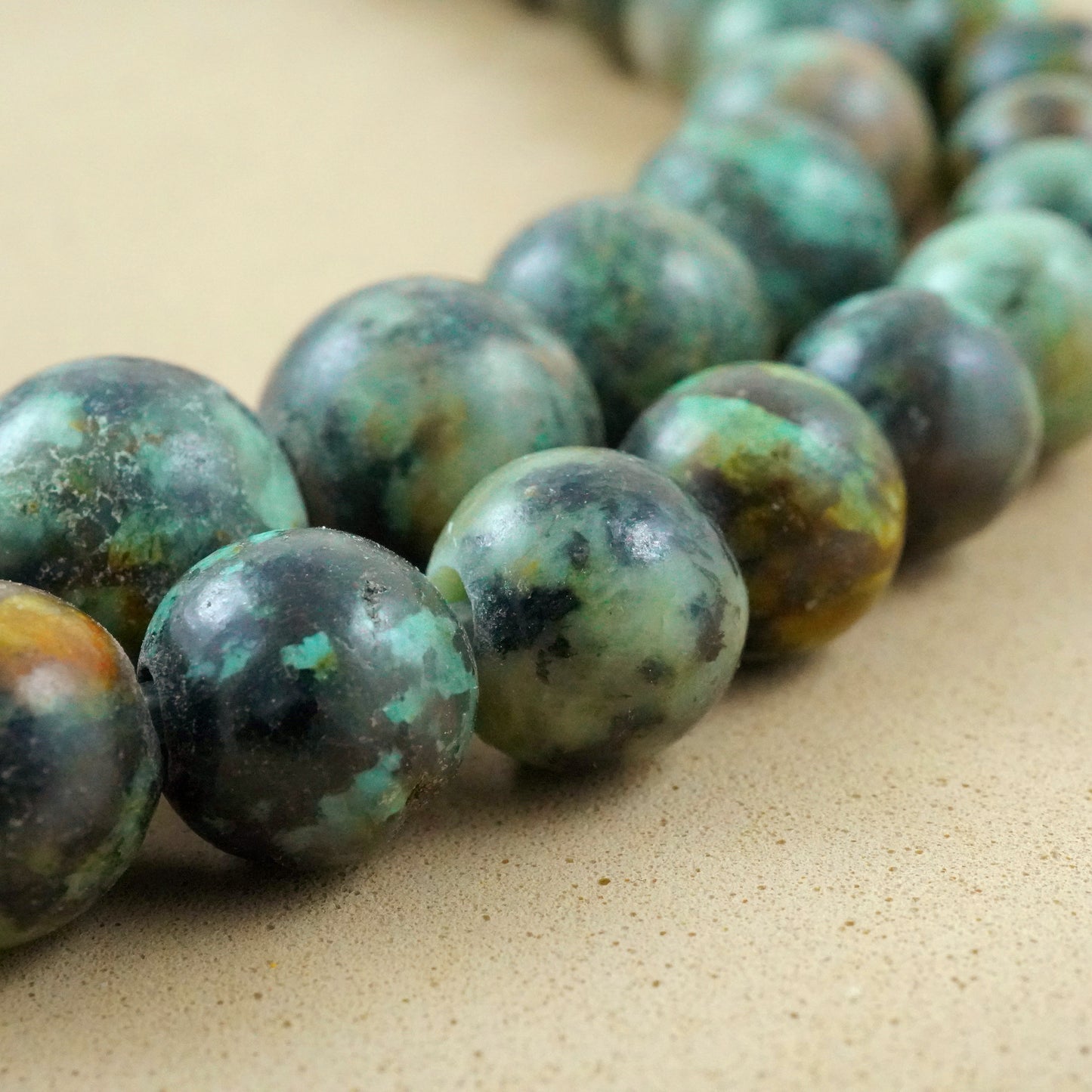 African Turquoise (Large Hole)(Round)(Smooth)(8mm)(10mm)(8"Strand)