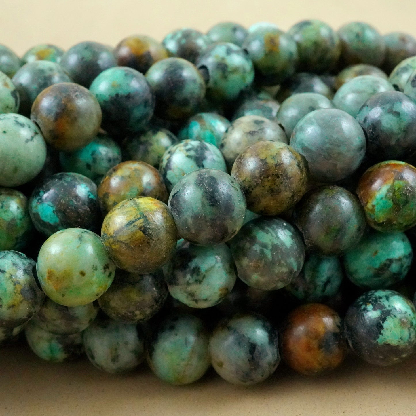 African Turquoise (Large Hole)(Round)(Smooth)(8mm)(10mm)(8"Strand)