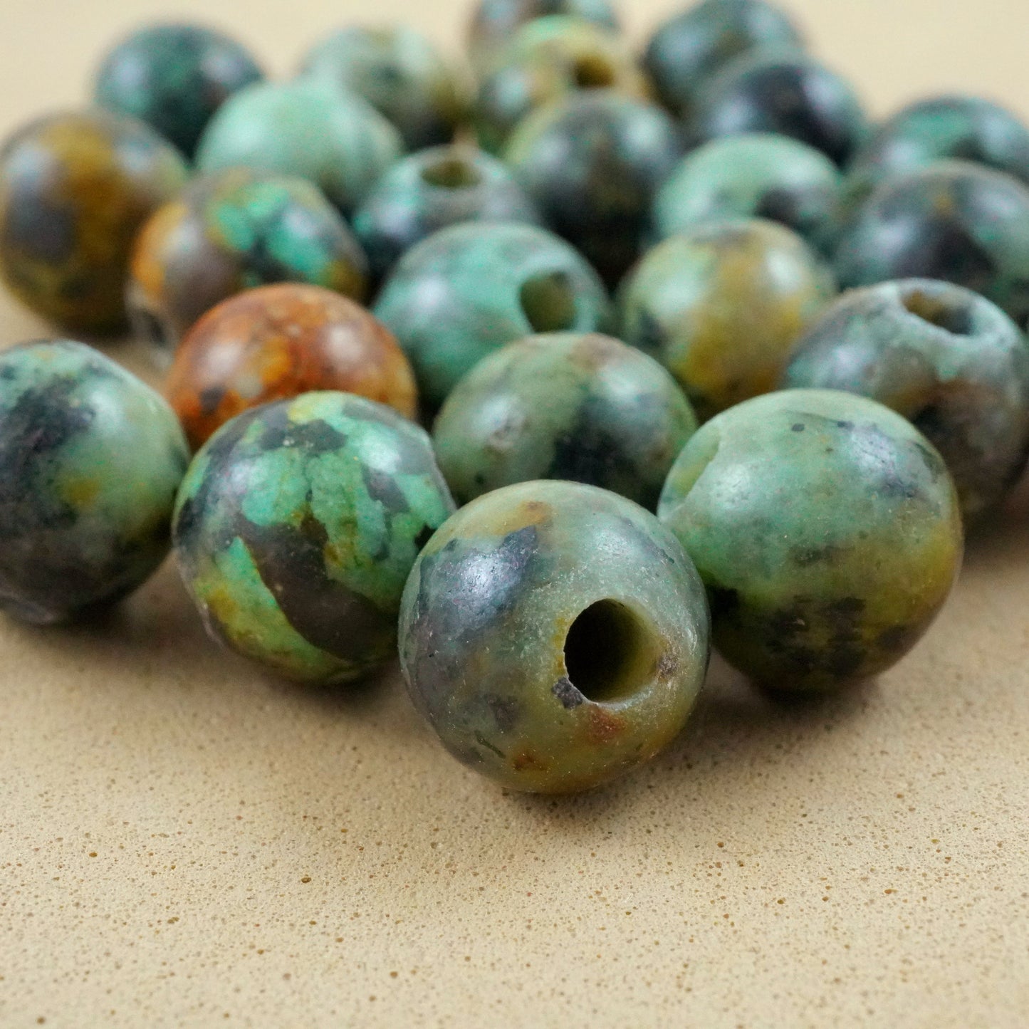 African Turquoise (Large Hole)(Round)(Smooth)(8mm)(10mm)(8"Strand)