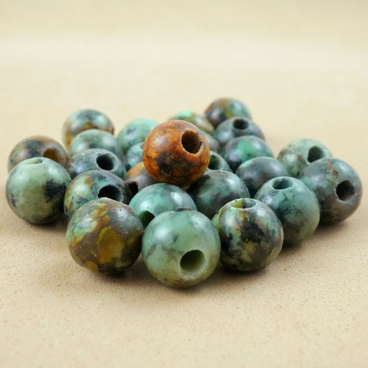 African Turquoise (Large Hole)(Round)(Smooth)(8mm)(10mm)(8"Strand)