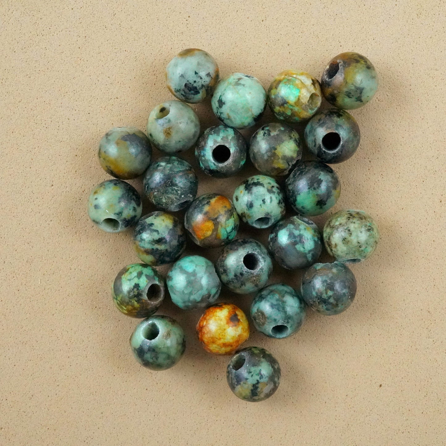 African Turquoise (Large Hole)(Round)(Smooth)(8mm)(10mm)(8"Strand)