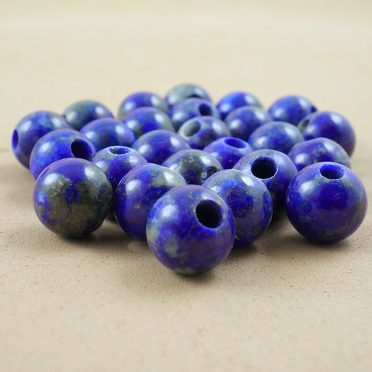 Lapis Lazuli (Large Hole)(Round)(Smooth)(8mm)(10mm)(8"Strand)