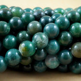 Moss Agate (Large Hole)(Round)(Smooth)(8mm)(10mm)(8"Strand)