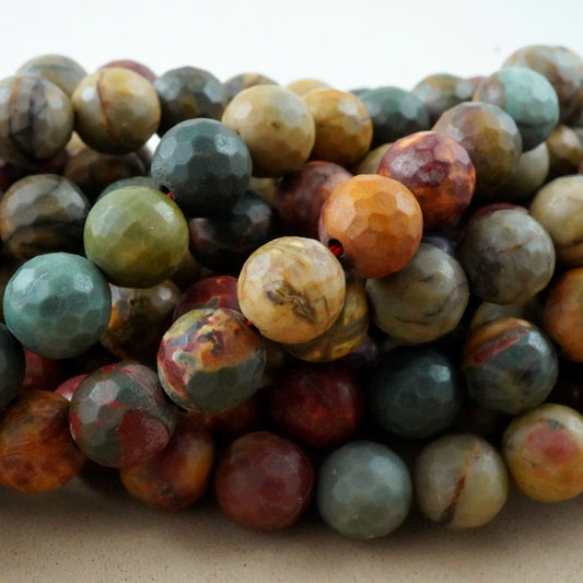 Red Creek Jasper (Round)(Faceted)(4mm)(6mm)(8mm)(10mm)(12mm)(16"Strand)