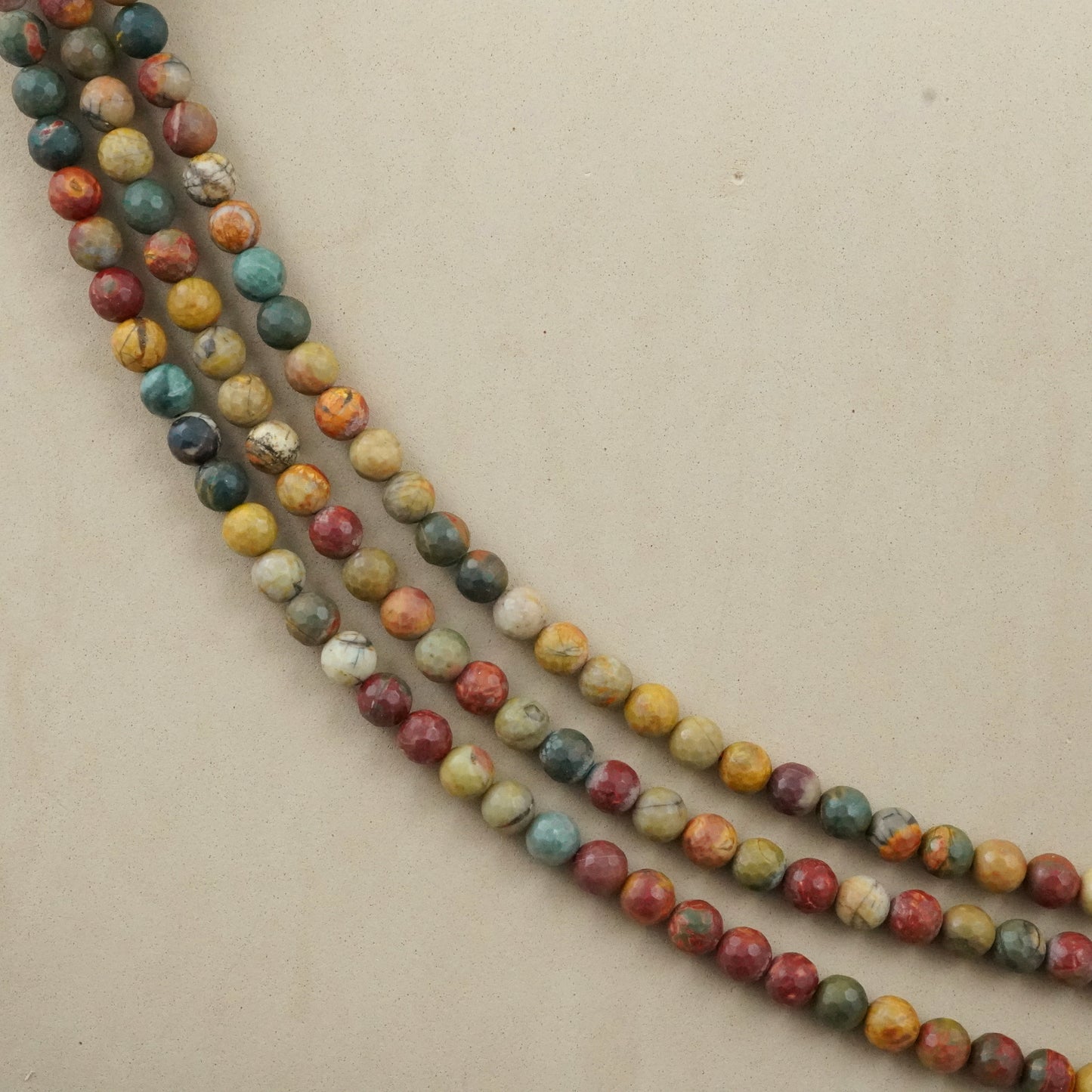 Red Creek Jasper (Round)(Faceted)(4mm)(6mm)(8mm)(10mm)(12mm)(16"Strand)