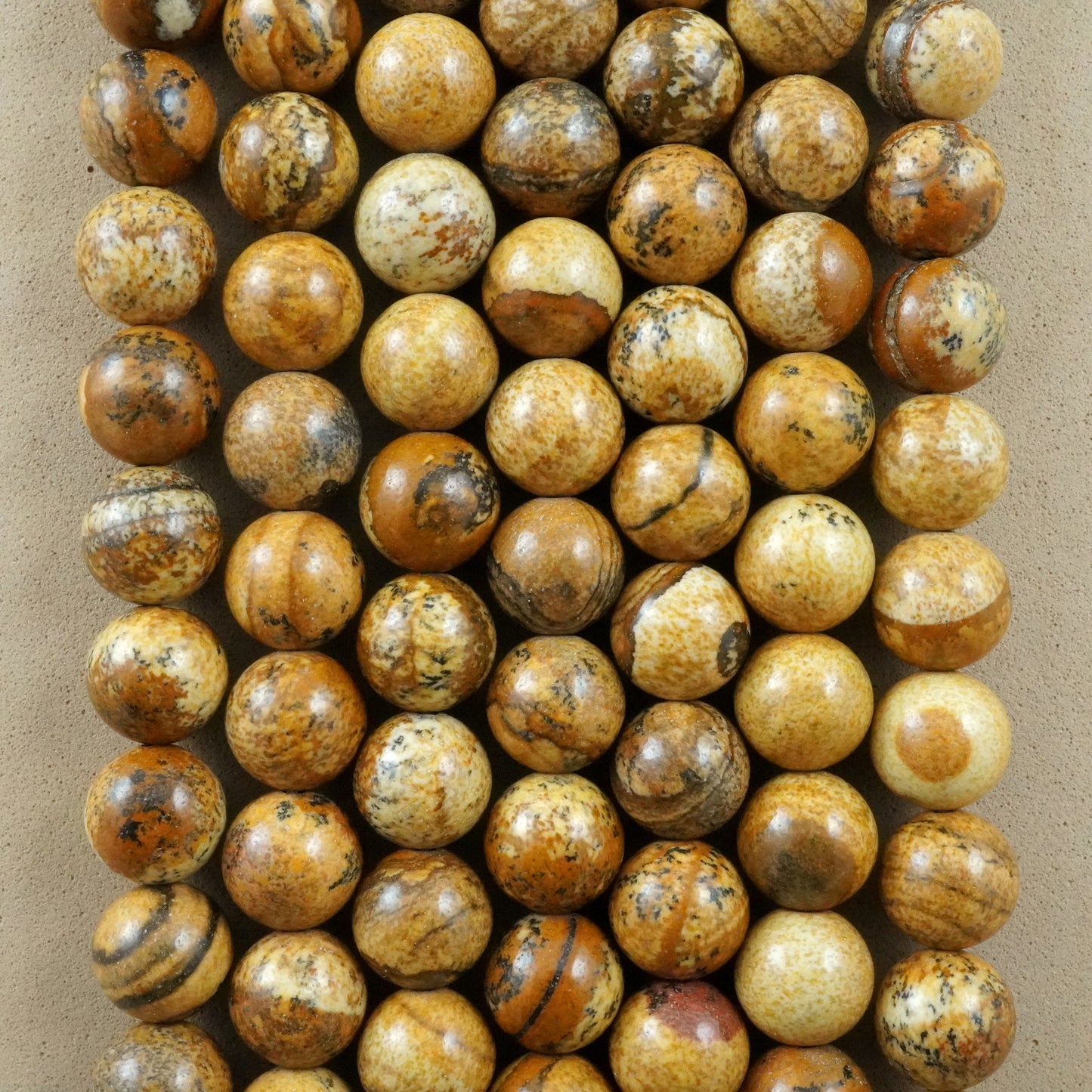 Picture Jasper (Round)(Smooth)(4mm)(6mm)(8mm)(10mm)(12mm)(16"Strand)