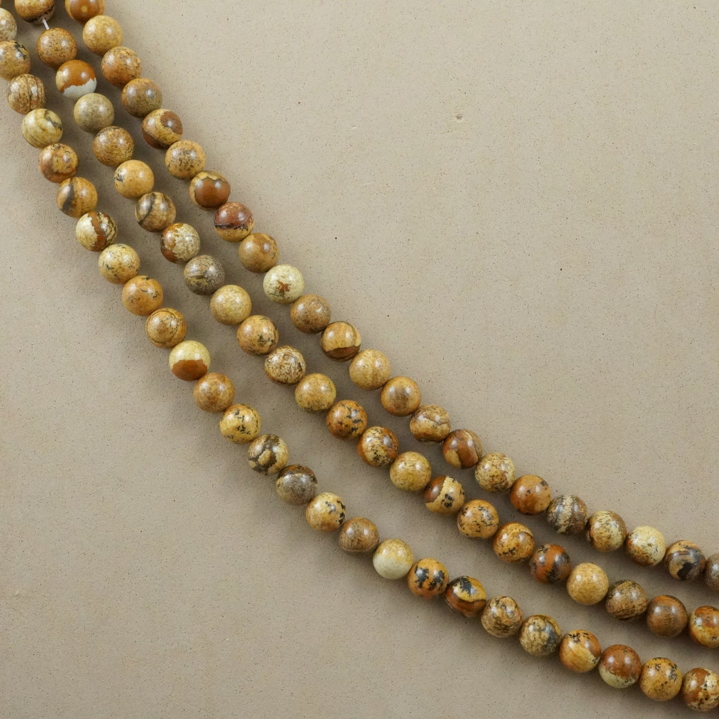 Picture Jasper (Round)(Smooth)(4mm)(6mm)(8mm)(10mm)(12mm)(16"Strand)