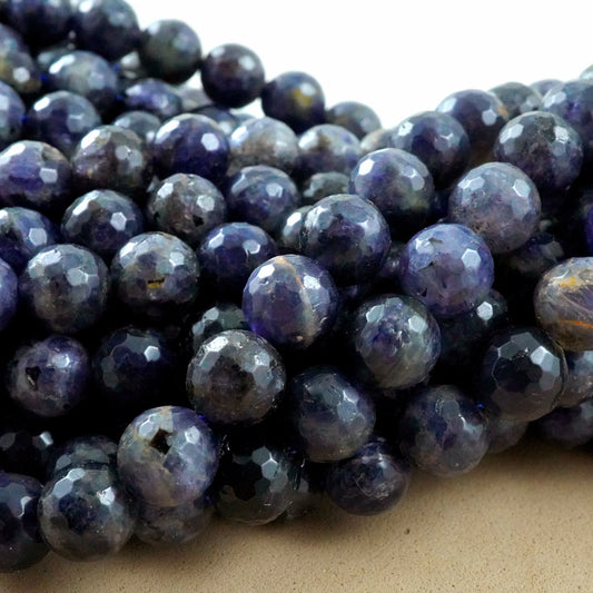 Iolite (Round)(Faceted)(6mm)(8mm)(16"Strand)