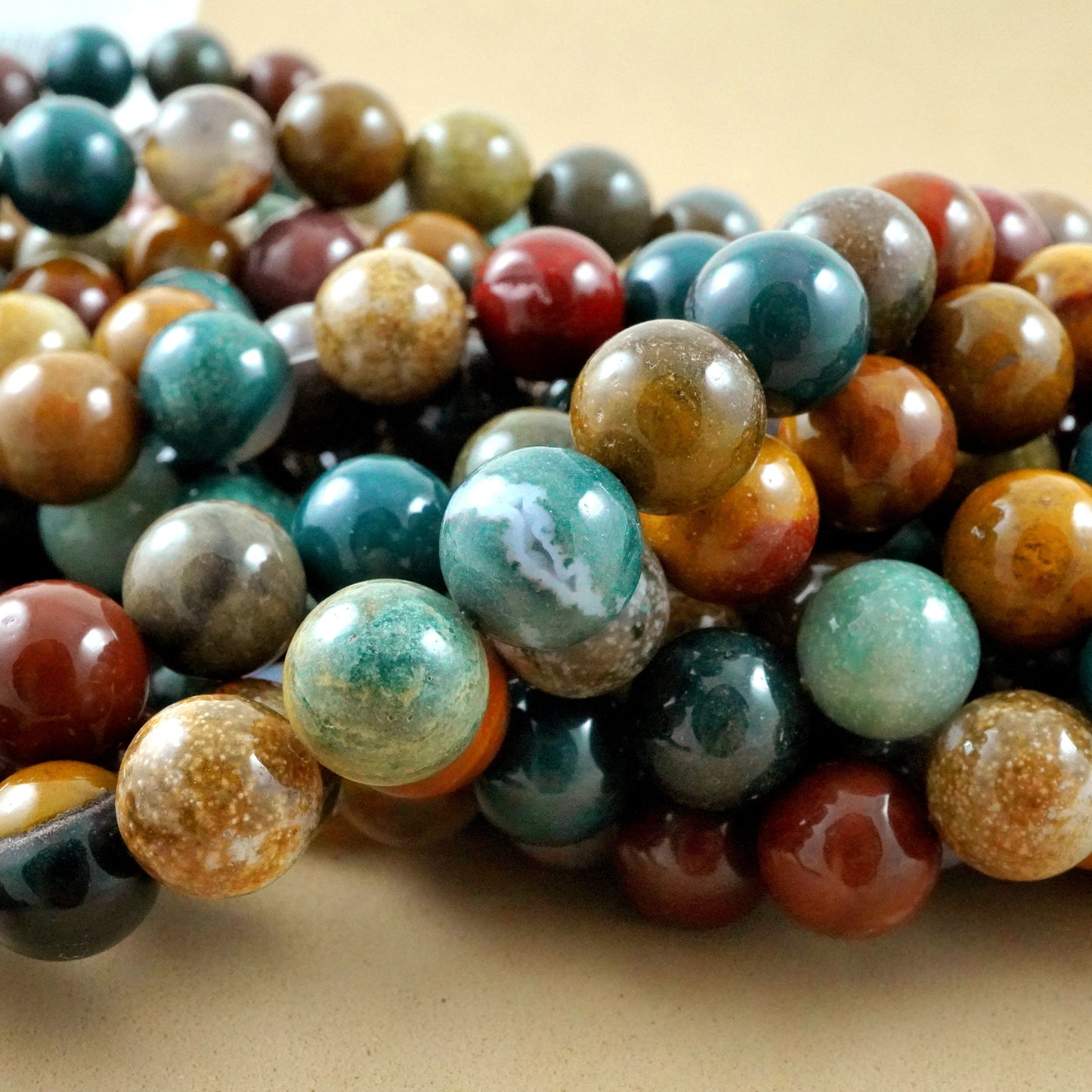 Ocean Jasper (Round)(Smooth)(6mm)(8mm)(10mm)(16"Strand)