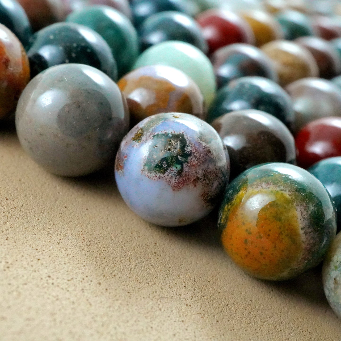 Ocean Jasper (Round)(Smooth)(6mm)(8mm)(10mm)(16"Strand)