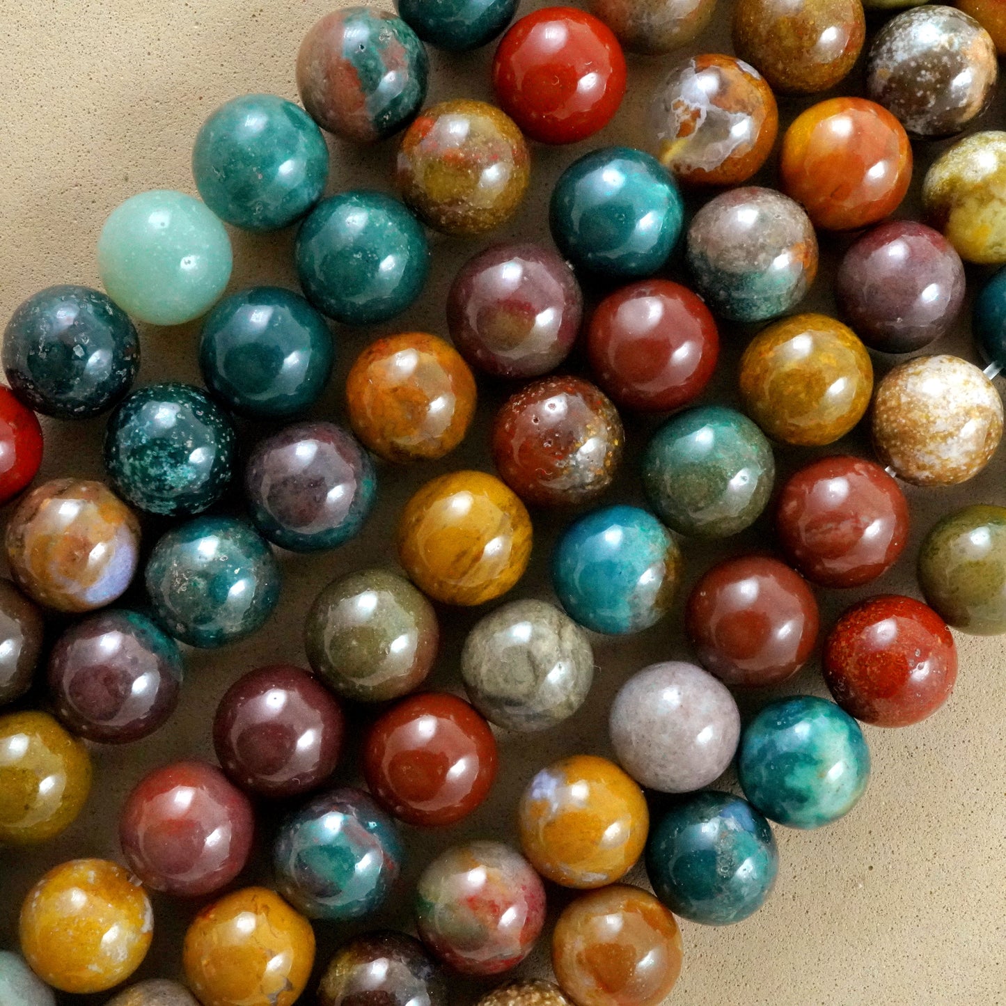 Ocean Jasper (Round)(Smooth)(6mm)(8mm)(10mm)(16"Strand)