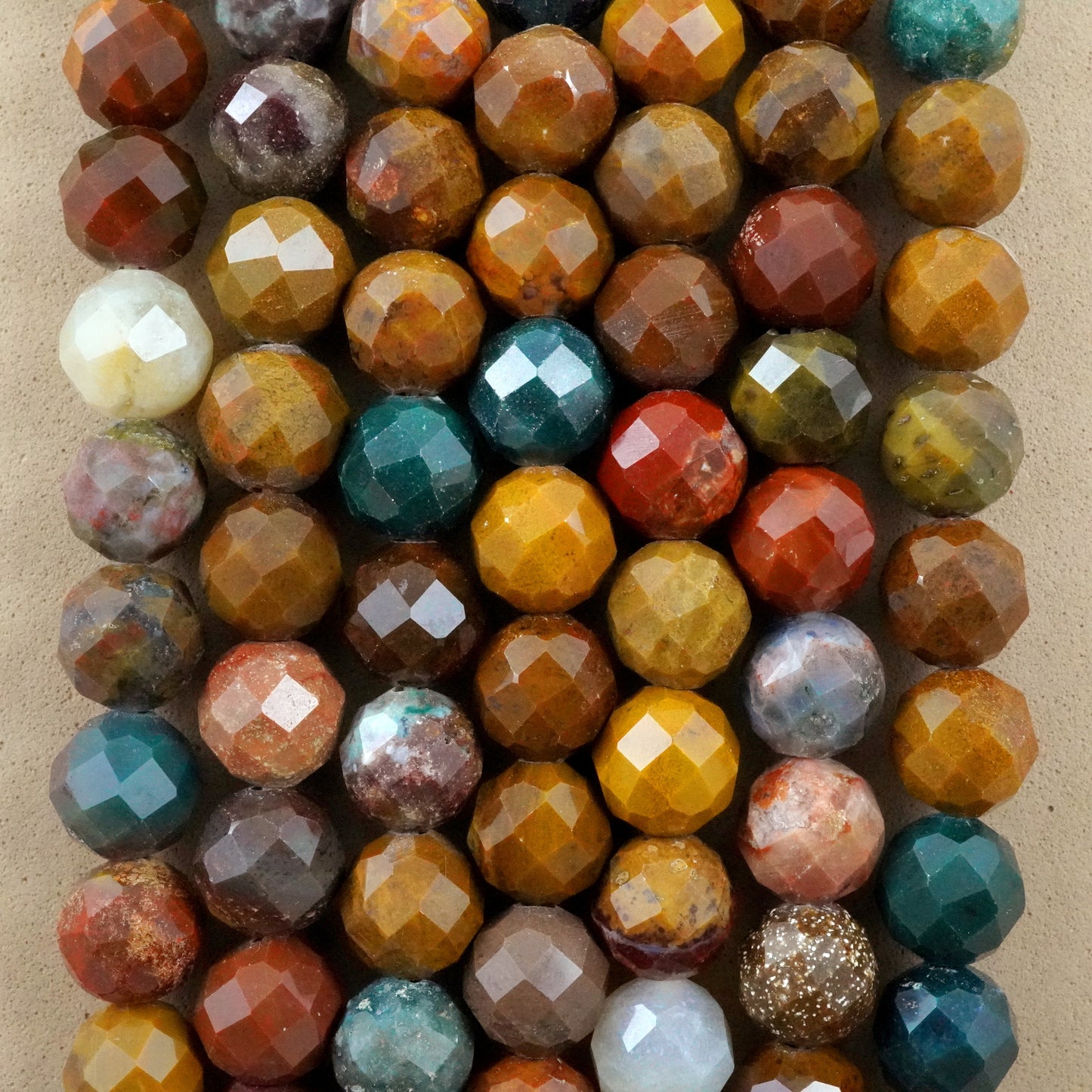 Ocean Jasper (Round)(Faceted)(4mm)(6mm)(8mm)(16"Strand)