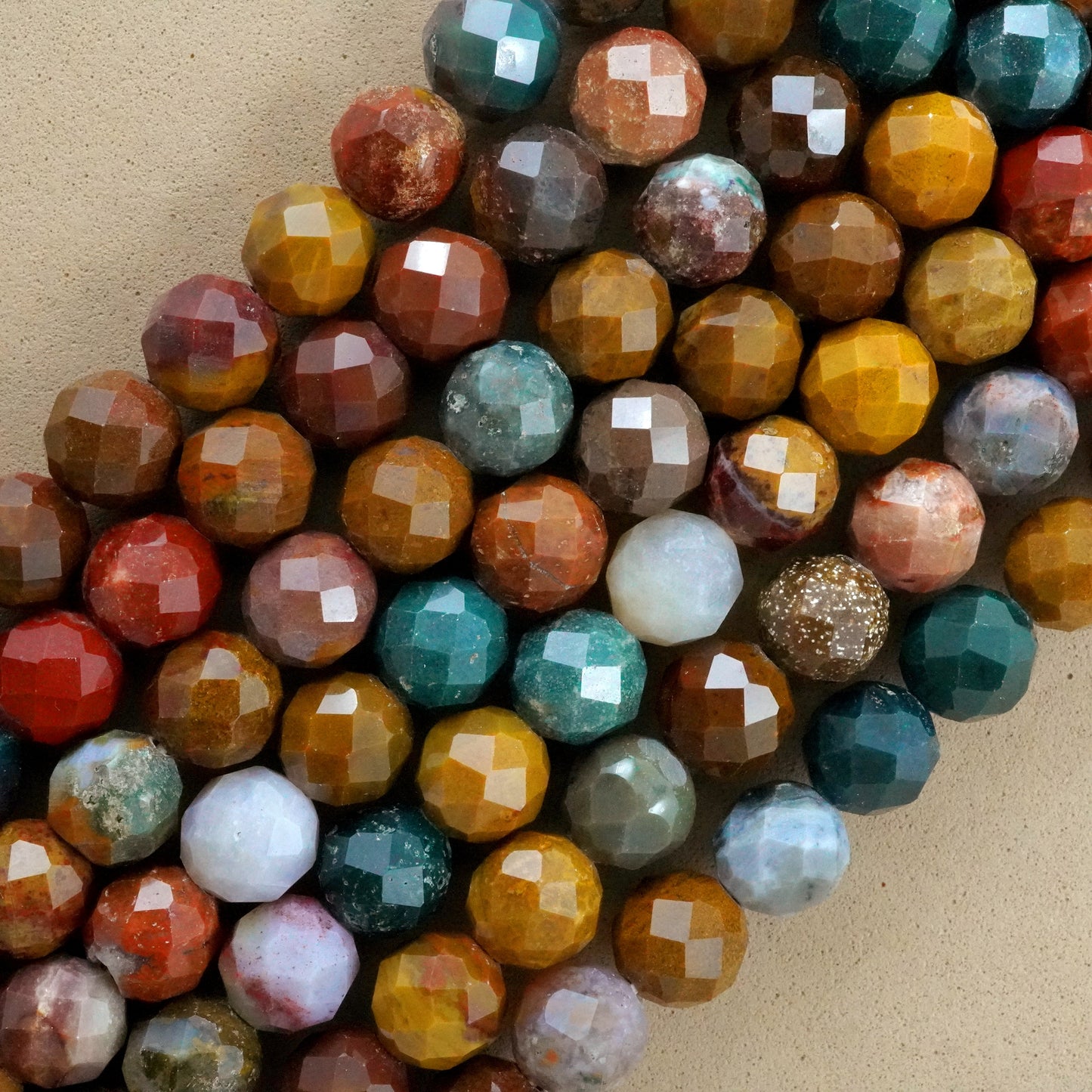 Ocean Jasper (Round)(Faceted)(4mm)(6mm)(8mm)(16"Strand)