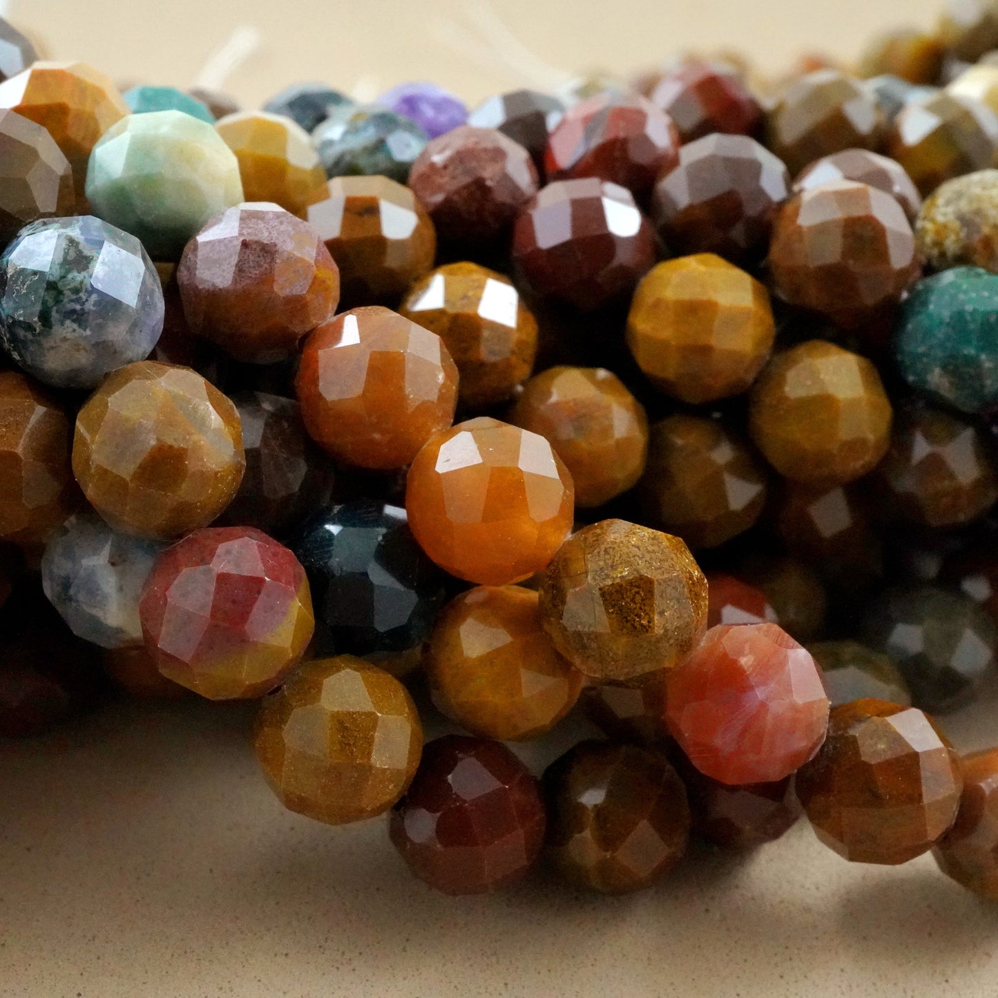 Ocean Jasper (Round)(Faceted)(4mm)(6mm)(8mm)(16"Strand)