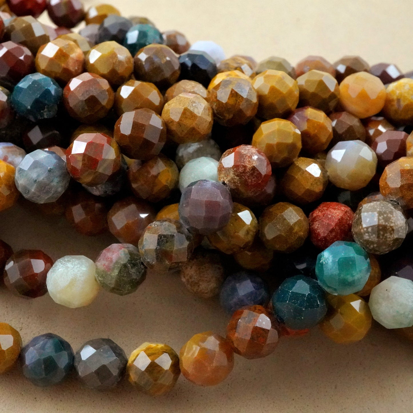 Ocean Jasper (Round)(Faceted)(4mm)(6mm)(8mm)(16"Strand)