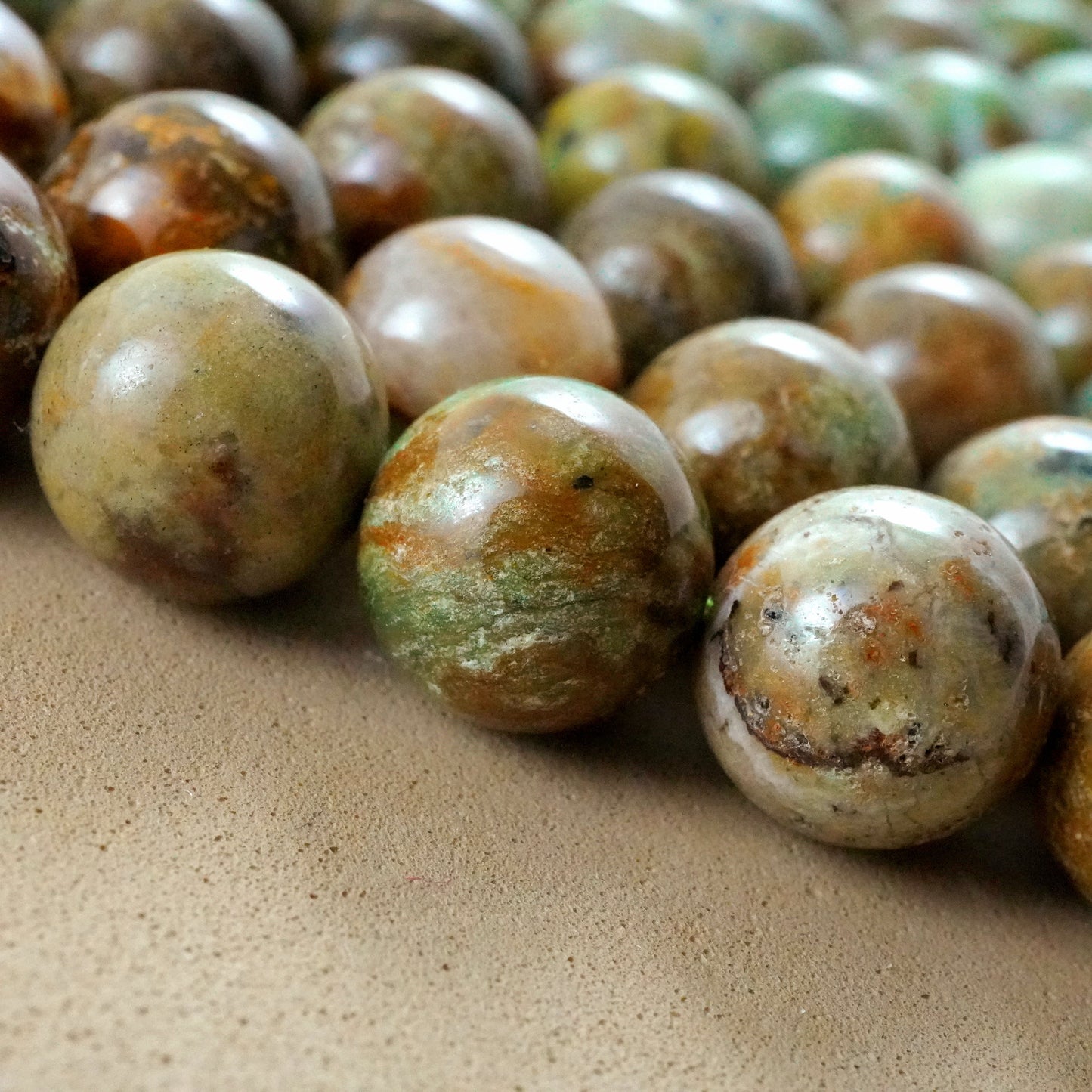 African Green Opal (Round)(Smooth)(6mm)(8mm)(10mm)(16"Strand)